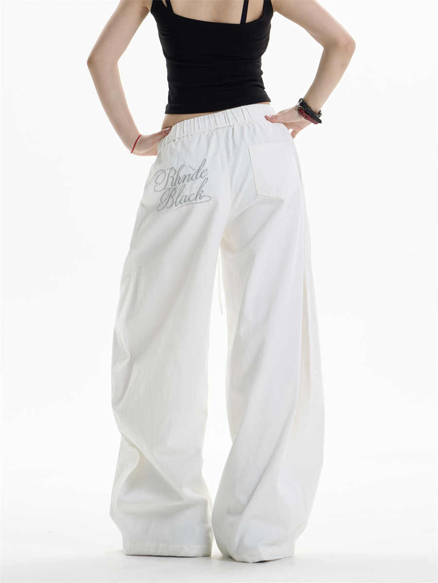 Ripped Casual Pants Women's Loose Straight Wide-leg Pants