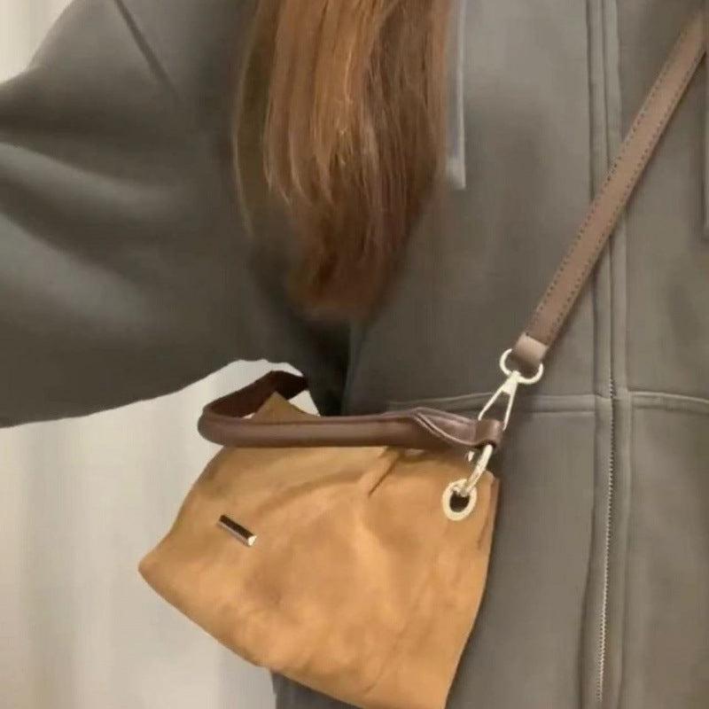 High-grade Women's Portable Frosted Suede Commuter Messenger Bag