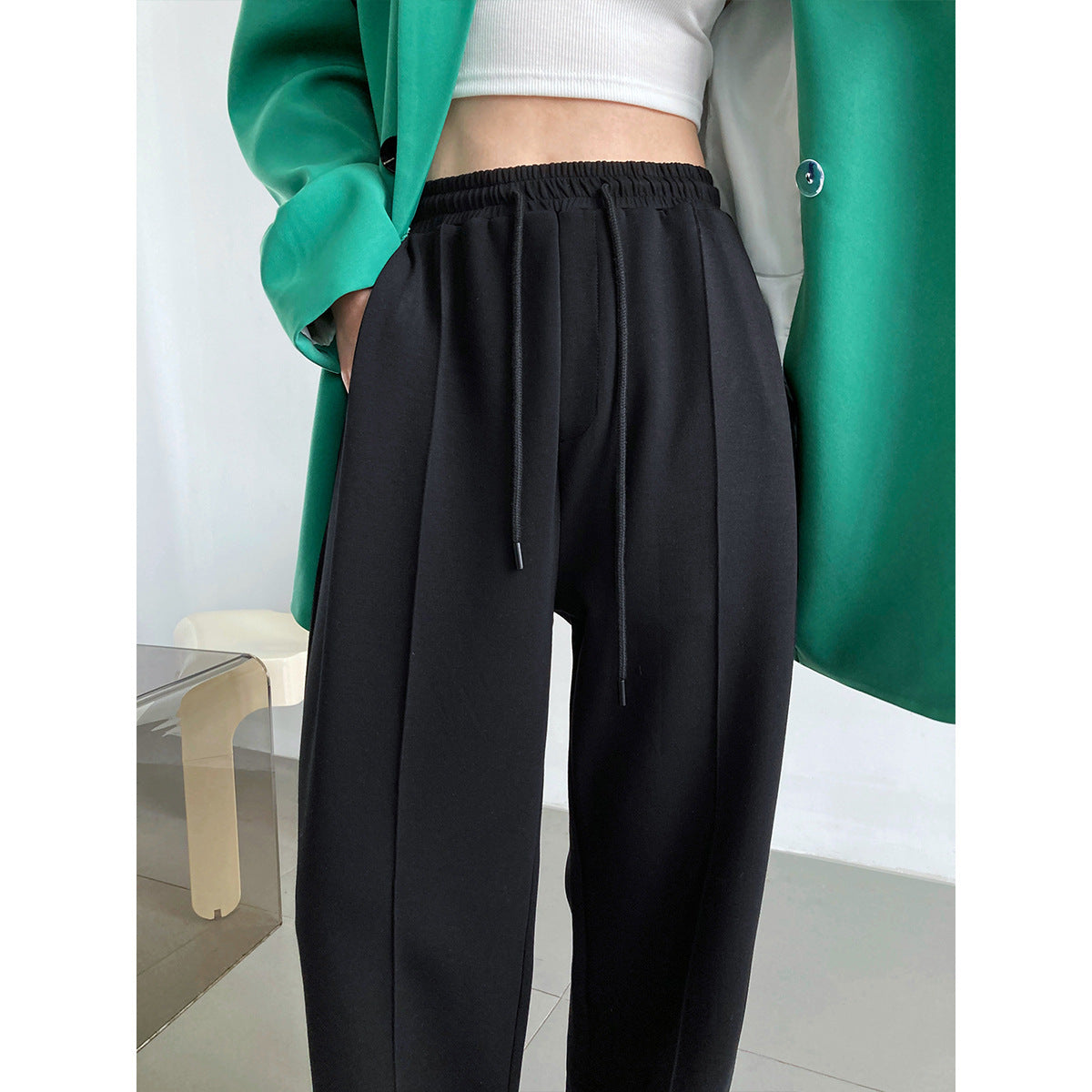 Sports Female Loose Casual Elastic Waist Wide Leg Pants