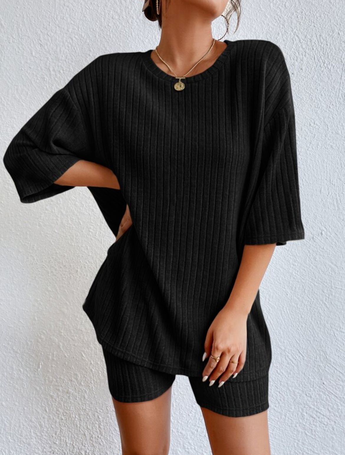Fashion Casual Solid Color Shorts Suit