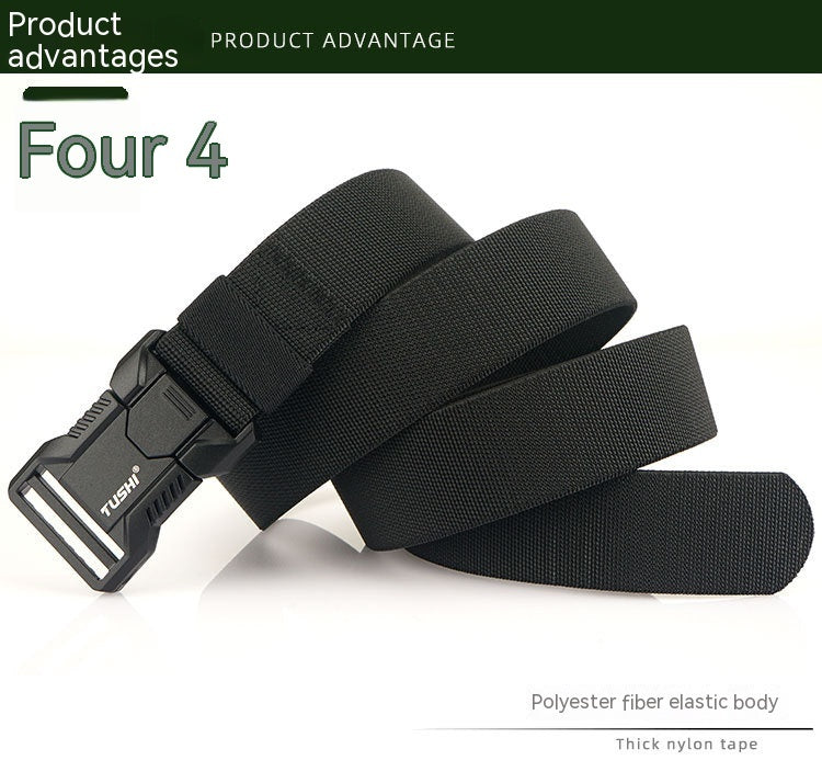 Tactical Aluminum Alloy Release Buckle Training Elastic Nylon Waistband