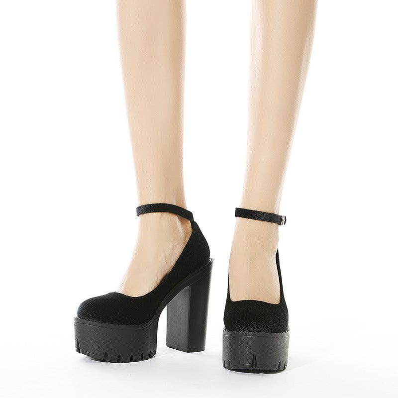 Plus Size Suede Women's Shoes Ankle-strap Buckle
