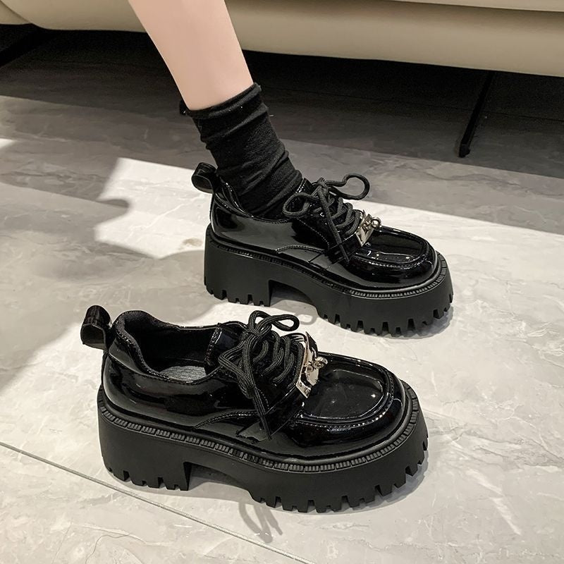 Black Mary Jane Leather Women's Pumps