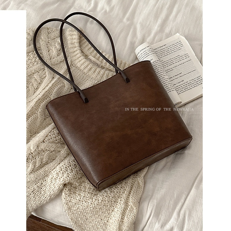 Retro Minimalist Tote Bag Versatile Large-capacity Shoulder Bag