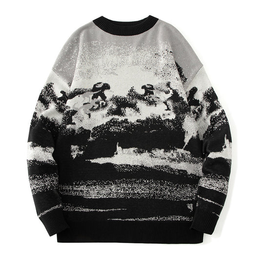 Rundhalset Pullover Herre Strikket Sweater Langærmet