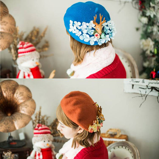 Women's Fashion Handmade Flower Beret Hat