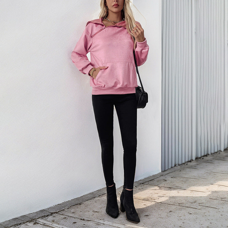 Valentinsdag Sweater Hættetrøje med Lynlåslomme til Kvinder