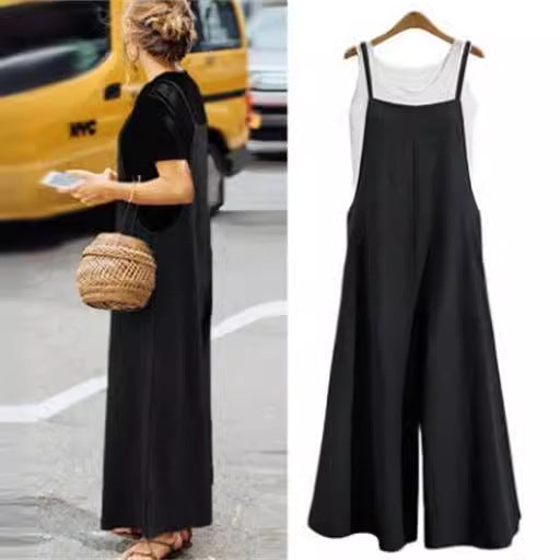 Women's Loose Slimming Casual Minimalist Jumpsuit With Straps