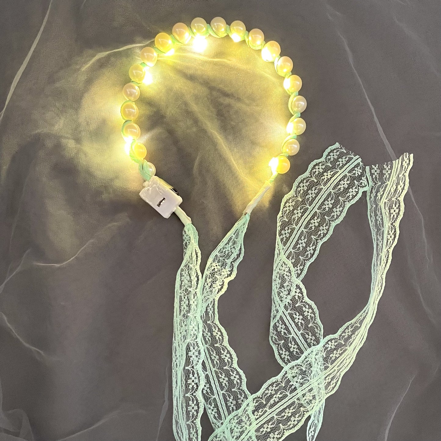 Fairy Luminous Hair Band Hair Band A System With Female Tie Hair Gentle Lace Pearl Band Headdress