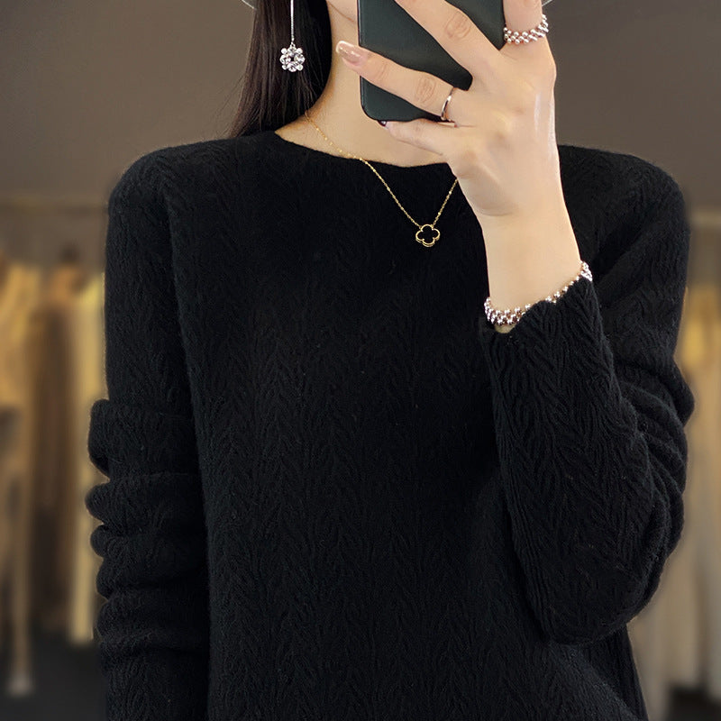 Heavy Industry Round Neck Sweater Hollow Out Loose Pullover Women