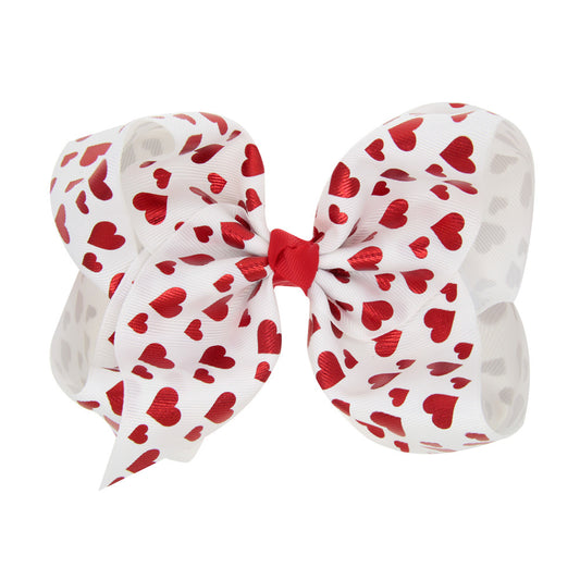 8 Inch Kids Big Bow Bronze Heart Hair Clip