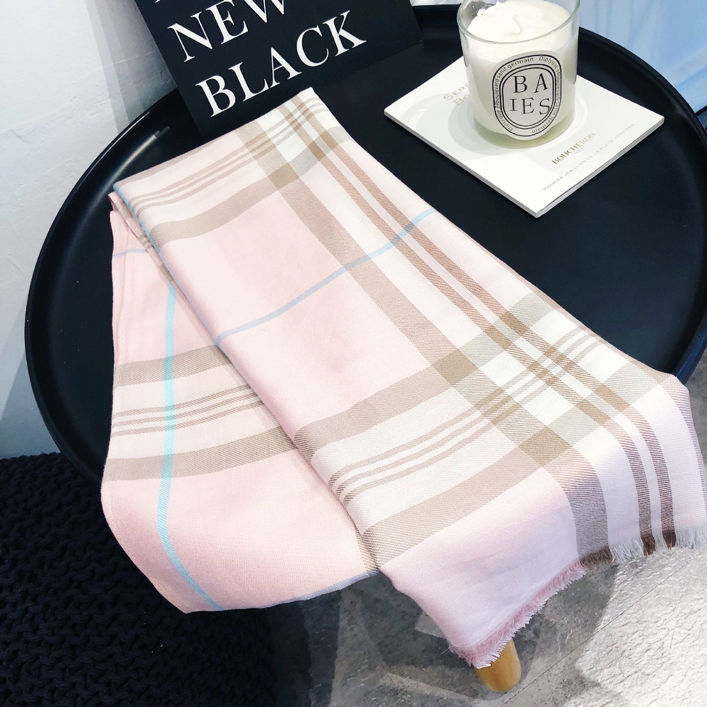 Fashion Plaid Cashmere Sjal Tofarvet Tørklæde