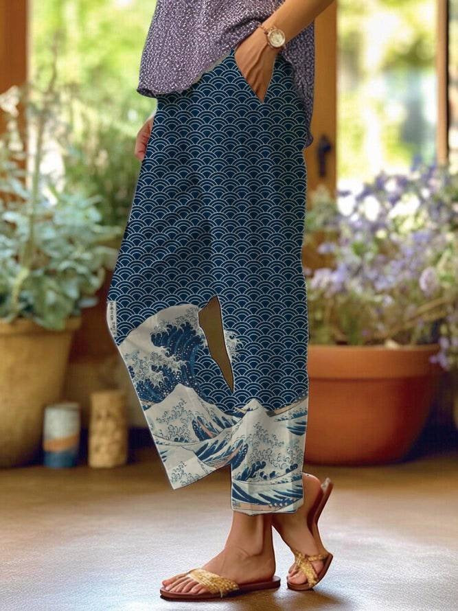New Temperament Commute 3D Digital Printing Simple Rag-eared Casual Pants Printable