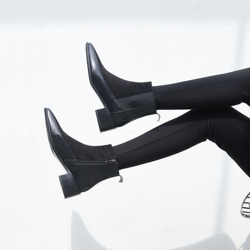 Frosted Martin Boots With Mid-heel Ankle Boots