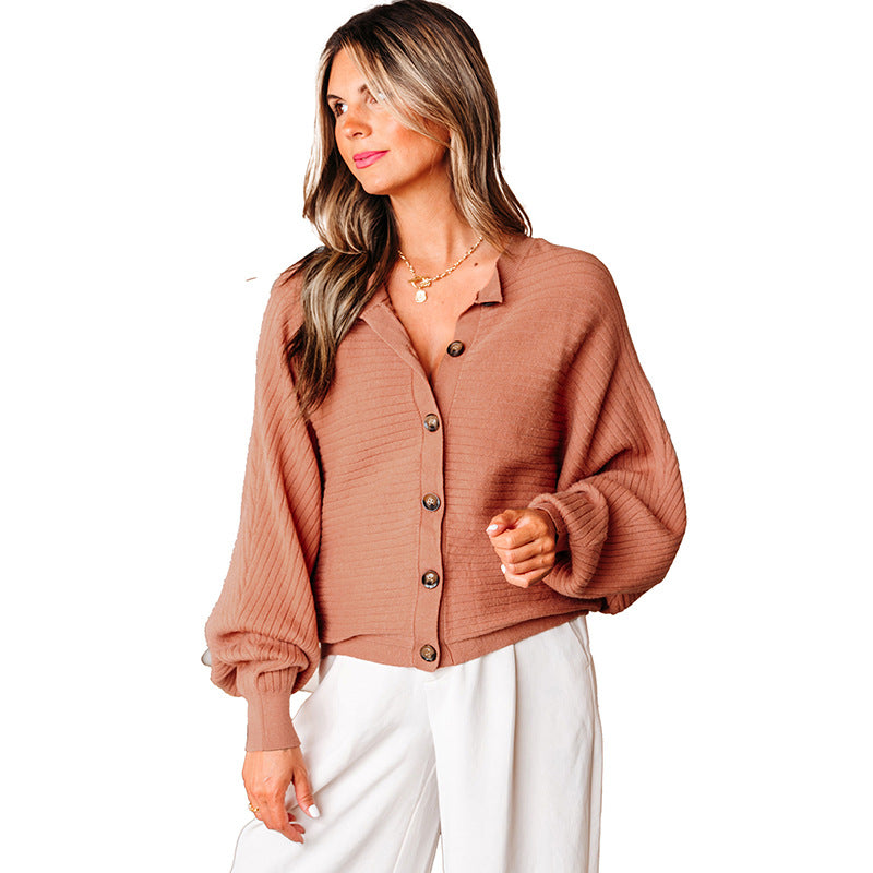 Versatile Loose-fitting Long-sleeve Cardigan With Multiple Buttons For Women