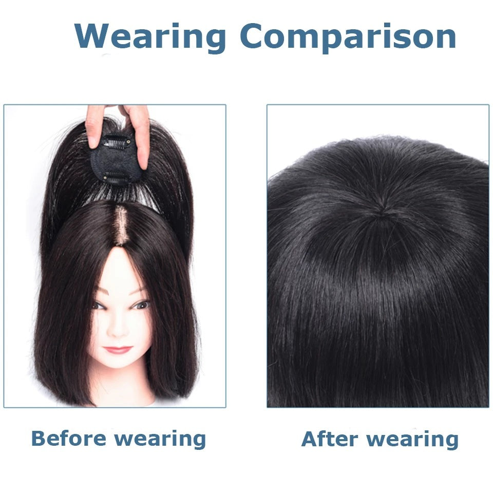 Women's Head Hair Replacement Center-parted Wig Air Side Bangs Two-card Straight Hair