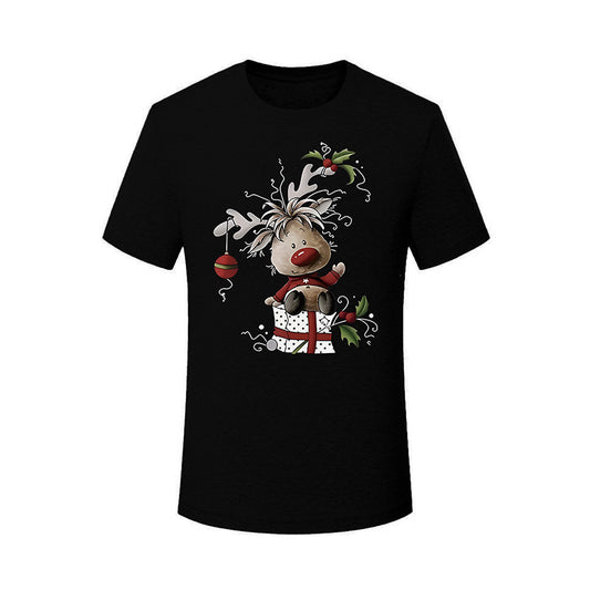 Julemønstret T-shirt til Kvinder med Tegneserieprint i Store Størrelser