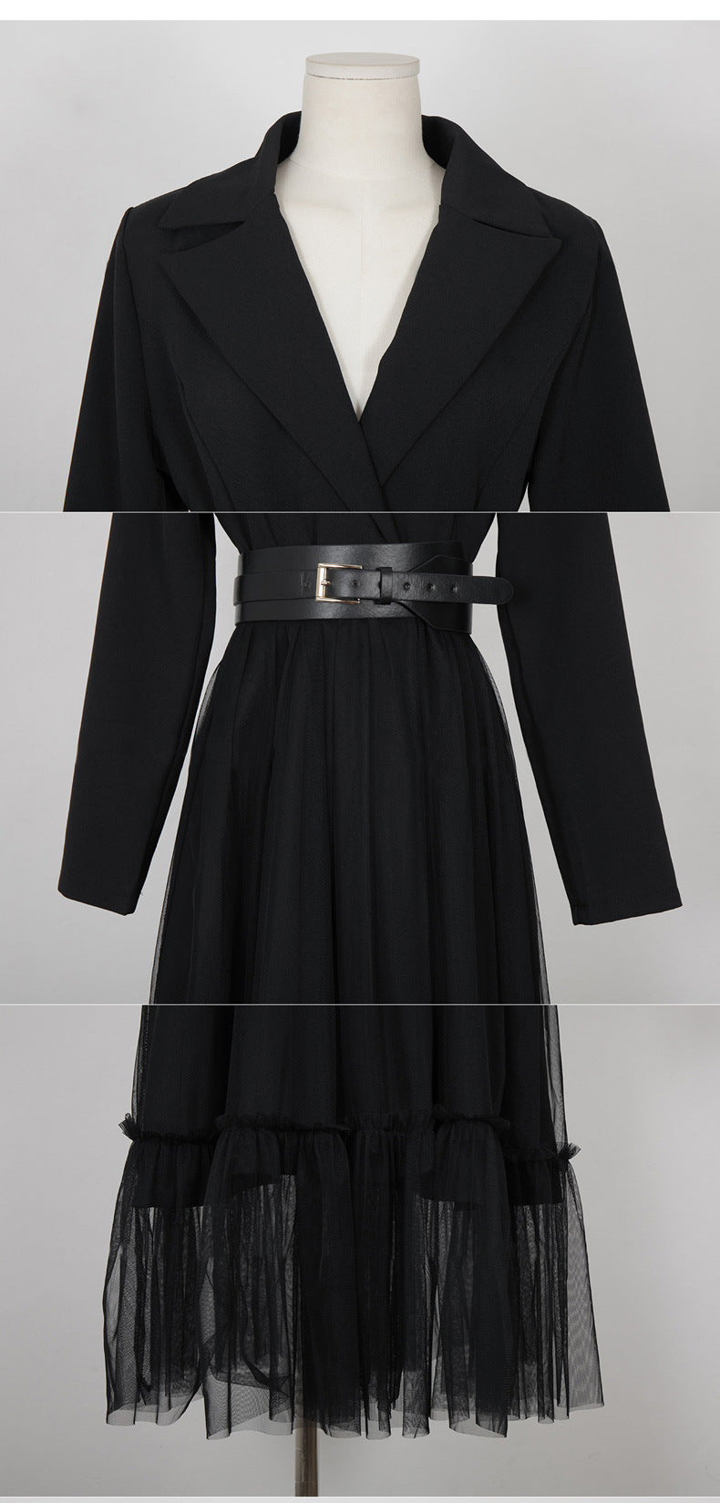 Fashionable Stitching A-line Mesh Dress