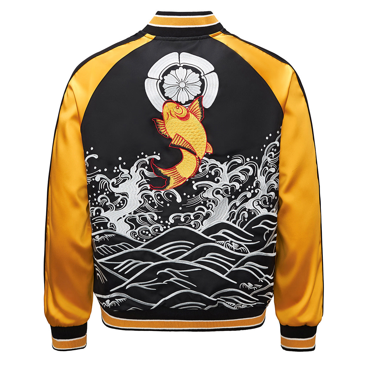 Heavy Duty Embroidered Koi Fish Leaping Over The Dragon Gate Jacket