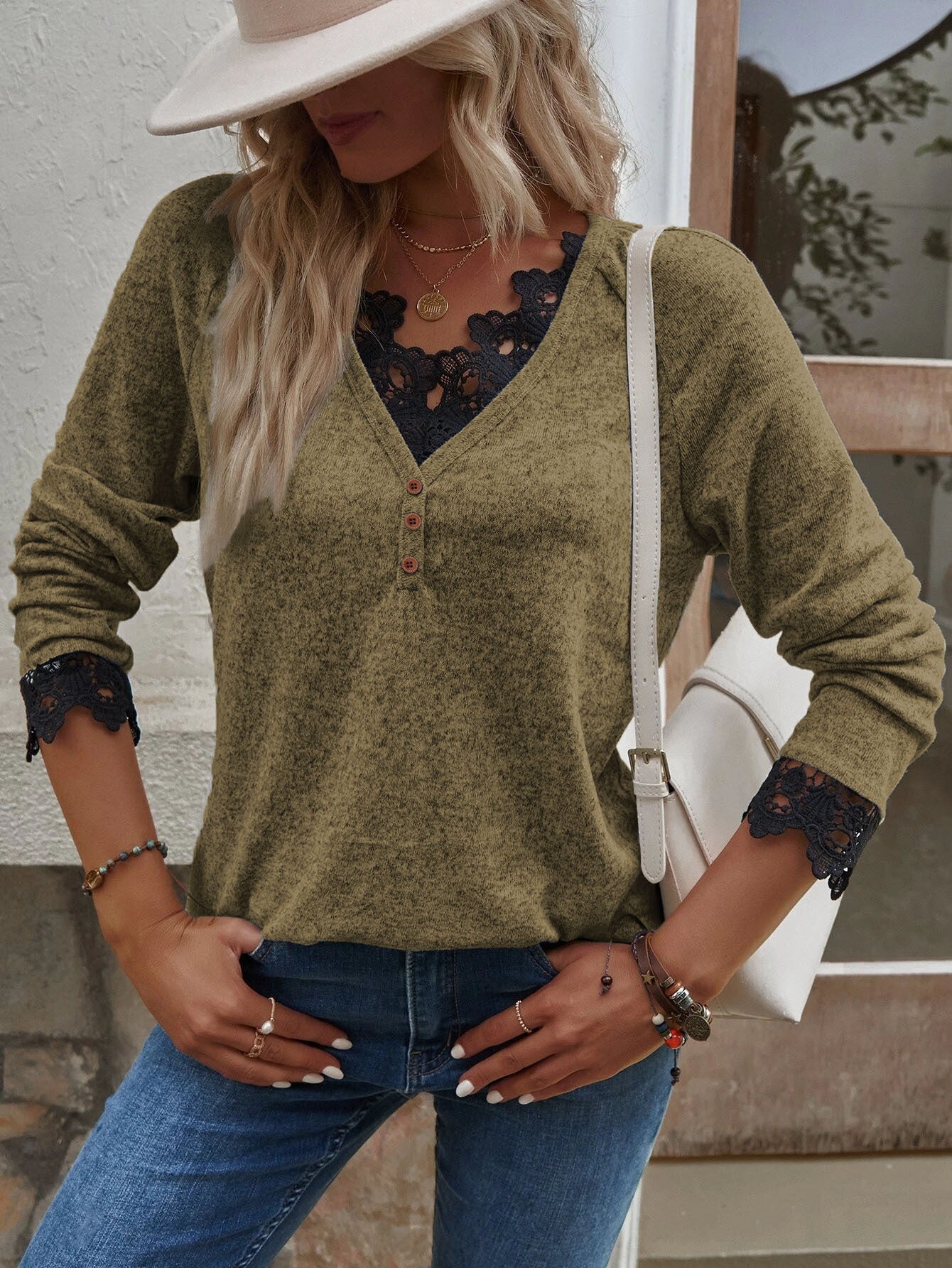 Women's Patchwork Knit Top T-Shirt