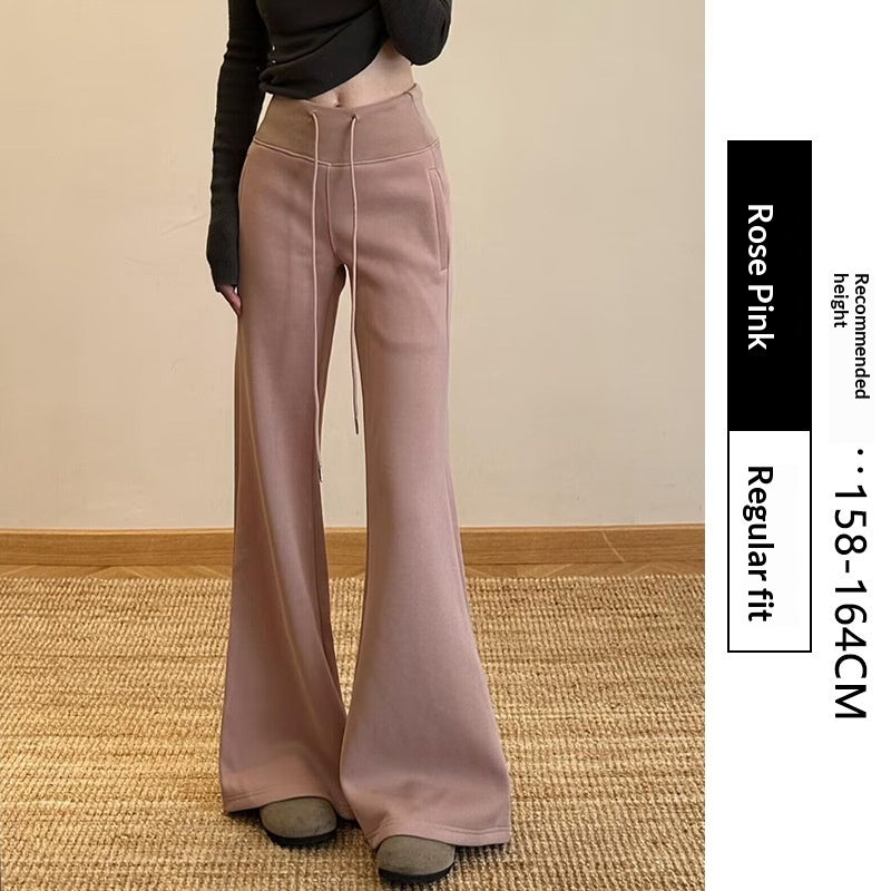 Dark Gray Flared Pants Womens High-Waisted Casual Sport Pants