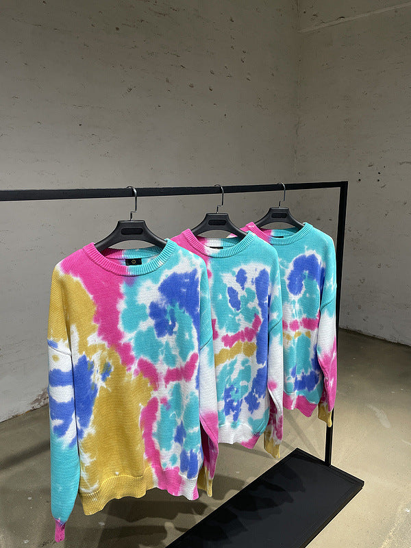 High Street Knit Crew Neck Tie Dye Sweater