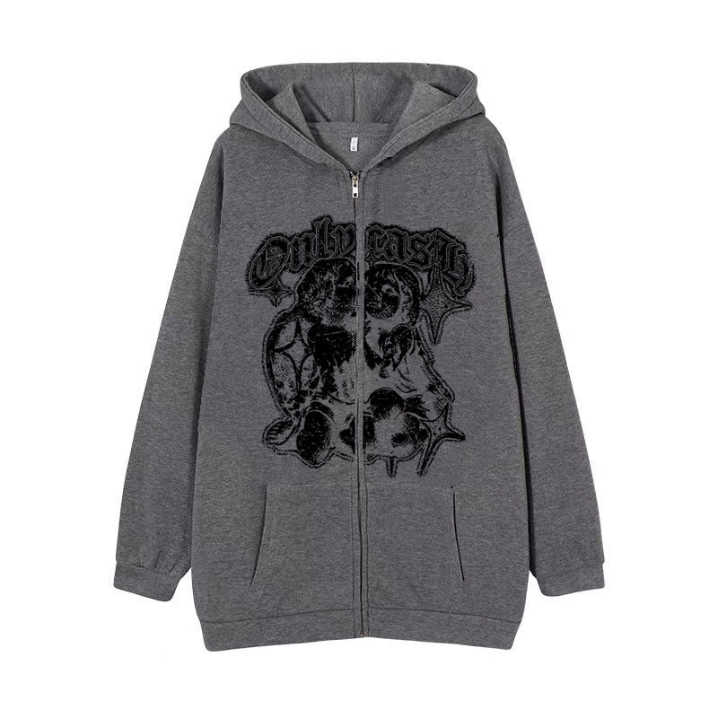 Women's Casual Hoodie Wings Angel Zipper Sweater