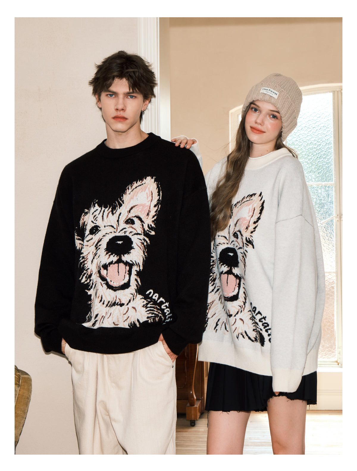 Puppy Sweater Couple Loose And Idle Knitwear