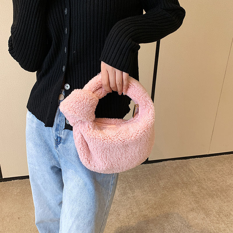 Plush Fashion Hand Carry Simple Bag Women's All-match Casual