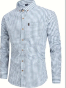 Men's Shirt Breathable Cotton Long Sleeve Plaid Shirt