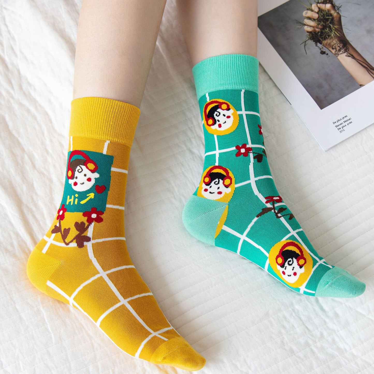 High Stockings Creative Cartoon Small Flower Tide AB