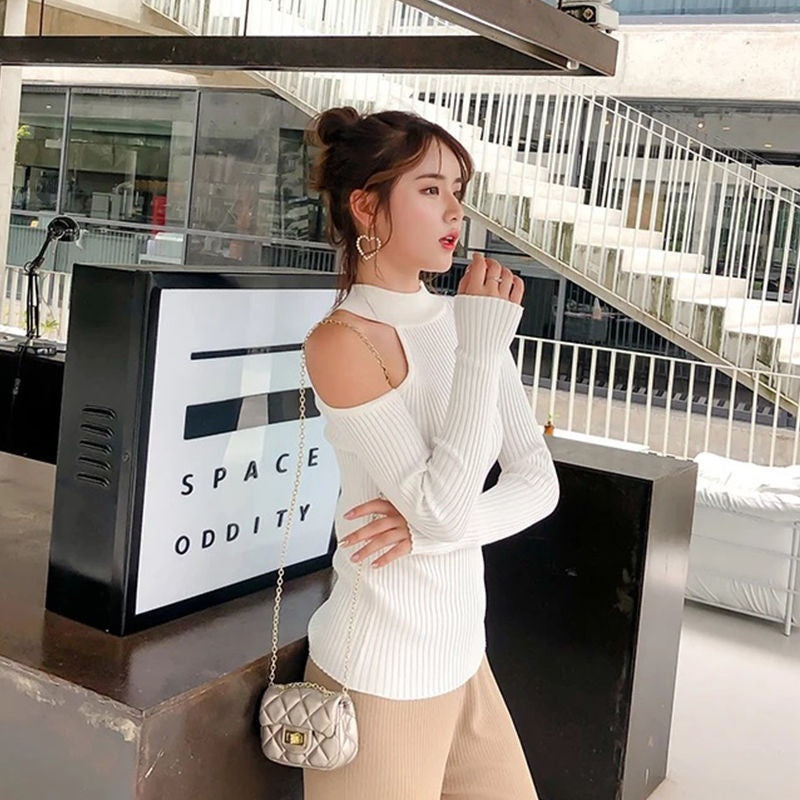 Women's Stand-up Base Shirt Slim Fit Small Figure Frosted Sweater