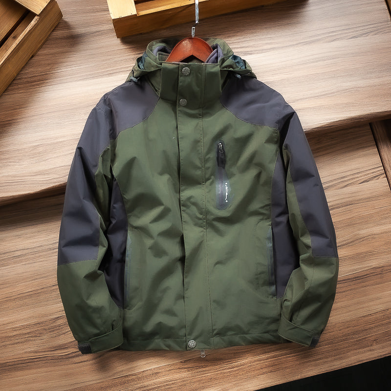 Windproof And Waterproof Men's Casual Stitching Style Removable Fleece Liner Warm Jacket