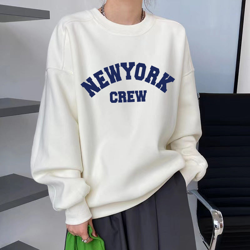 Printet Plysset Løstsiddende Sweater Til Kvinder
