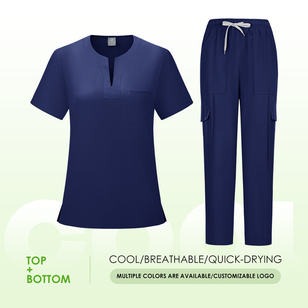 V-neck Two-piece Medical Work Uniform
