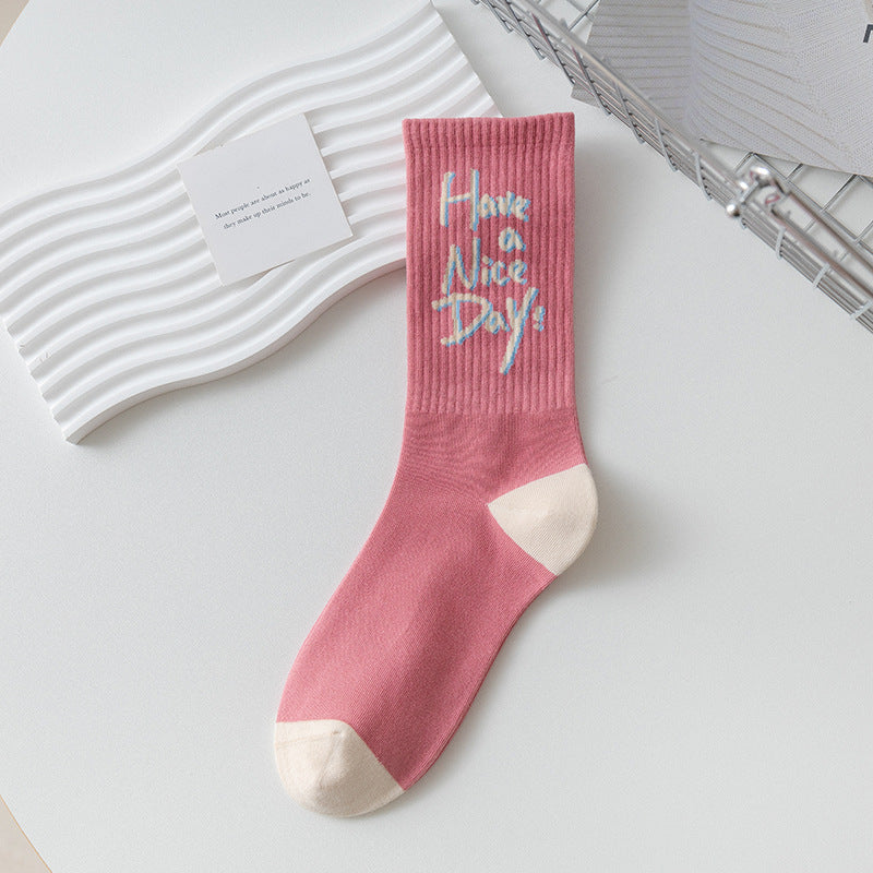 Women's Medium Length Cartoon Jacquard Socks