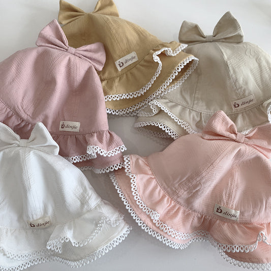 Bow Double Ruffle Brim Soft Princess Hat Basin