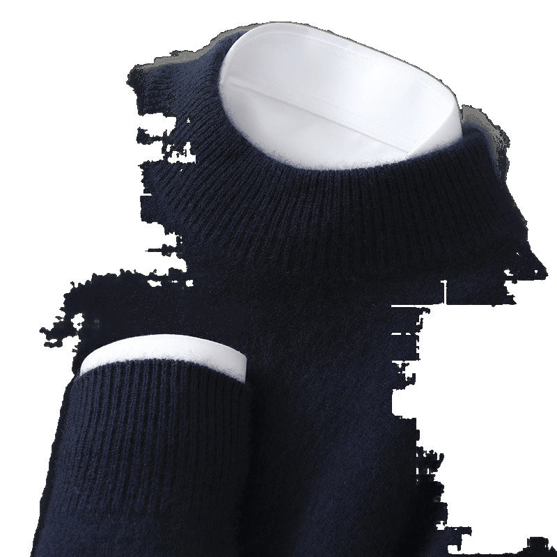 Half Wool Batwing Knit Sweater Solid Color Casual Base Shirt