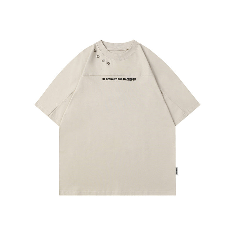 Heavy American Retro Small Neckline Ins Short Sleeve