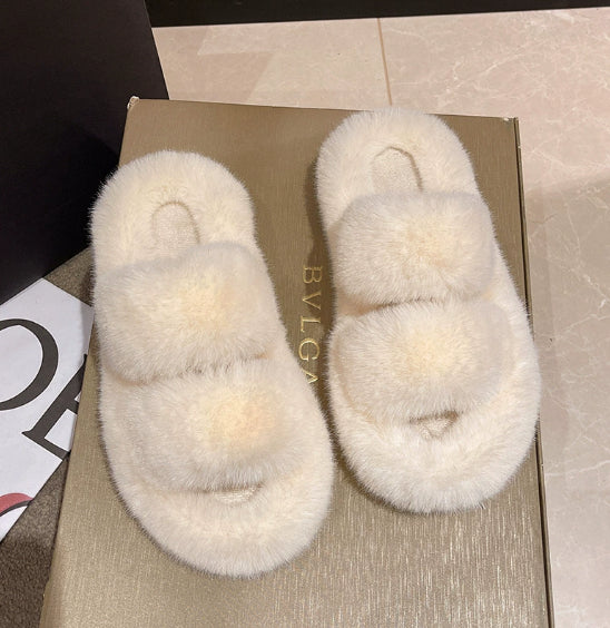 Fluffy Women's Thick-soled Home Slippers