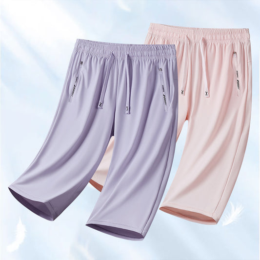 Summer Couple High-Elastic Ice Silk Quick-Drying Pants