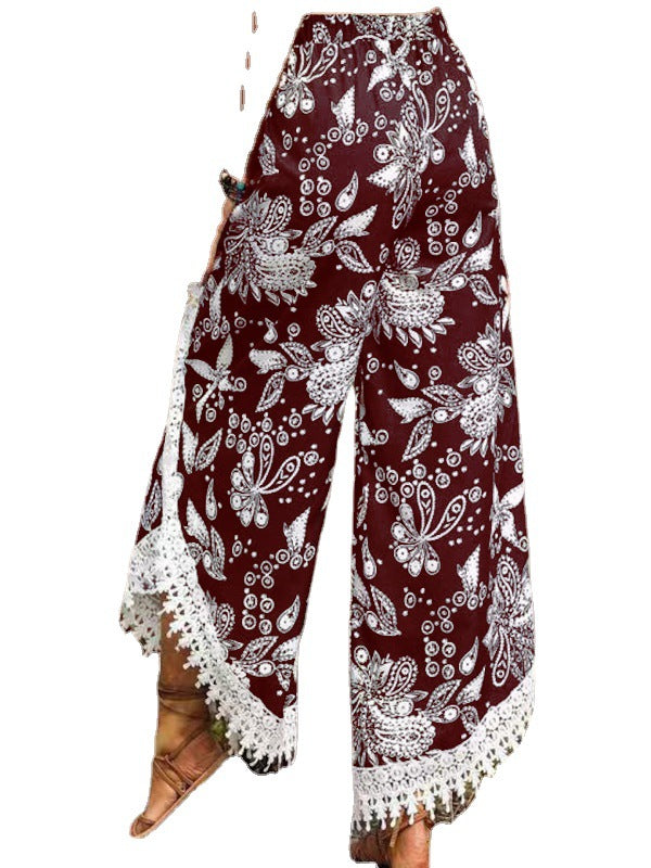 Loose Printed Fashionable Casual Lace Trousers For Women