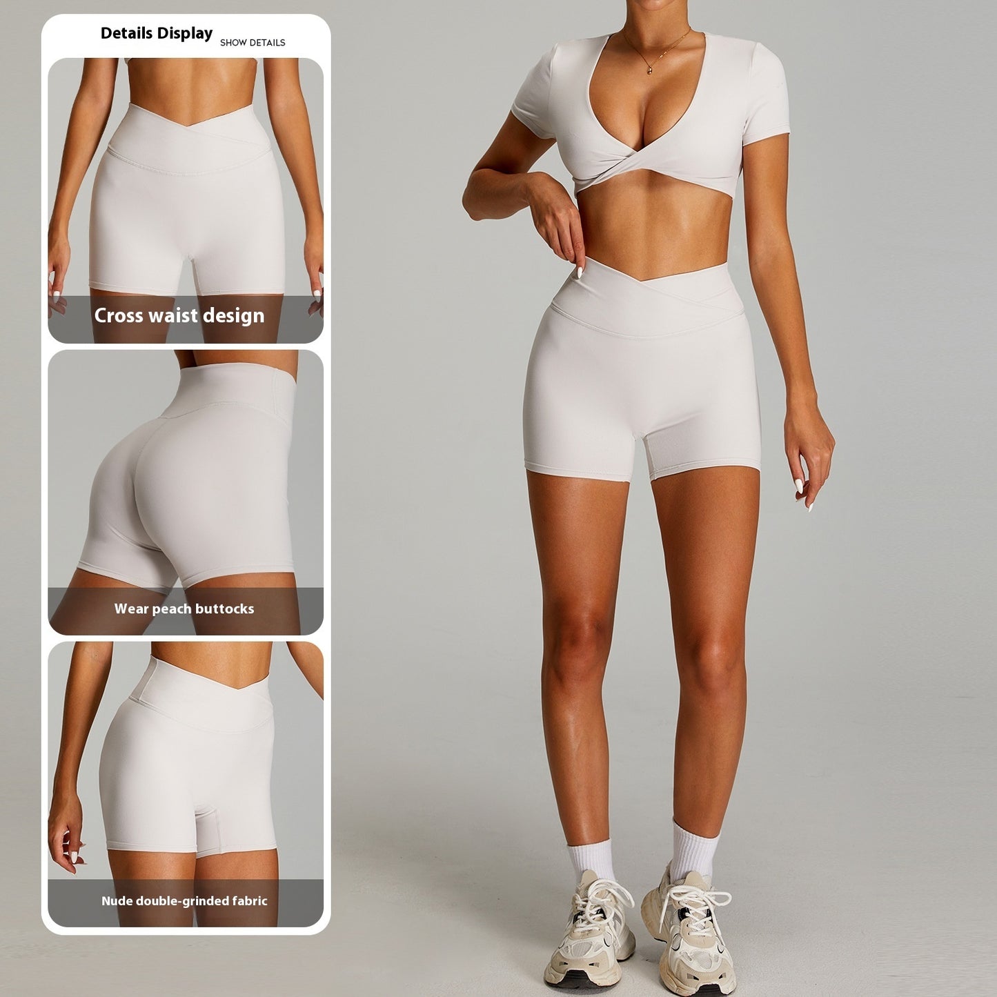 Nude Feel Cross High Waist Yoga Shorts Til Kvinder Stramme Sports- og Fitnessshorts