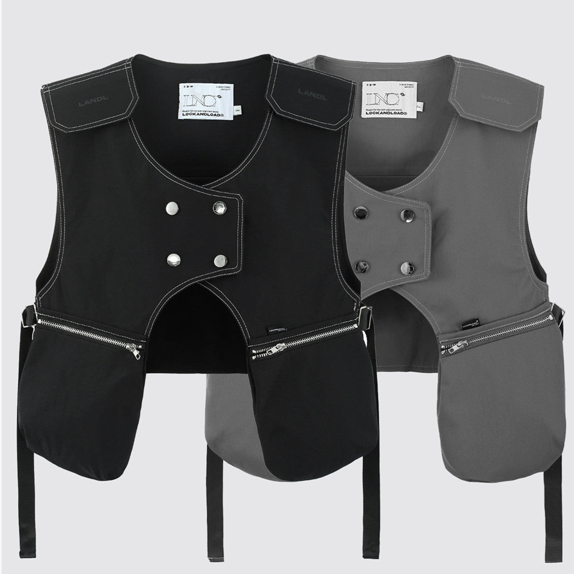 Tactical Zipper Multi-pocket Cropped Men's Vest