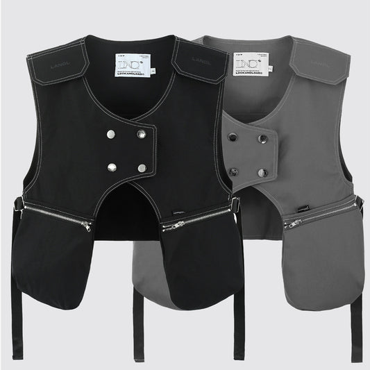 Tactical Zipper Multi-pocket Cropped Men's Vest