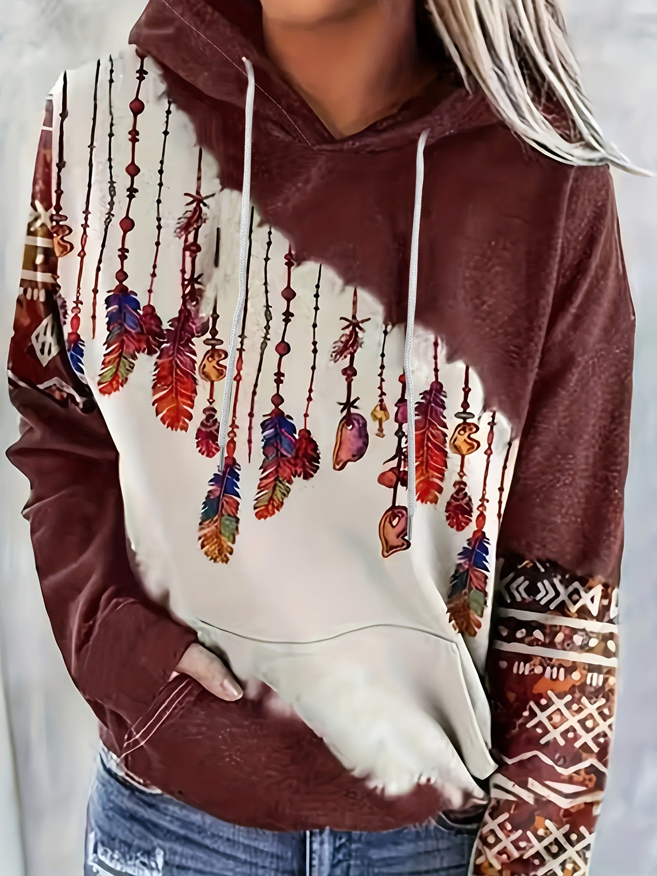 Digital-Print Casual Streetwear Dame Hættetrøje 3D