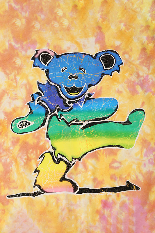 Tie-dye Print Oversize Bear Print Crew Neck Sweatshirt