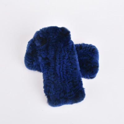 Rabbit Fur Half Finger Gloves Padded