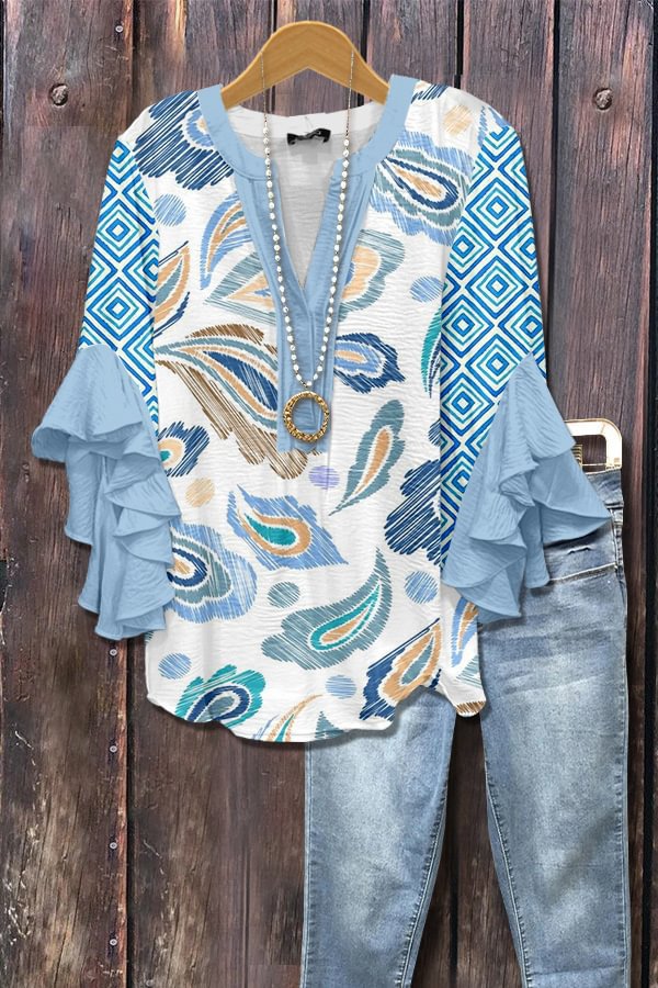 Casual Top With A Creative Floral Print And Digital Printing