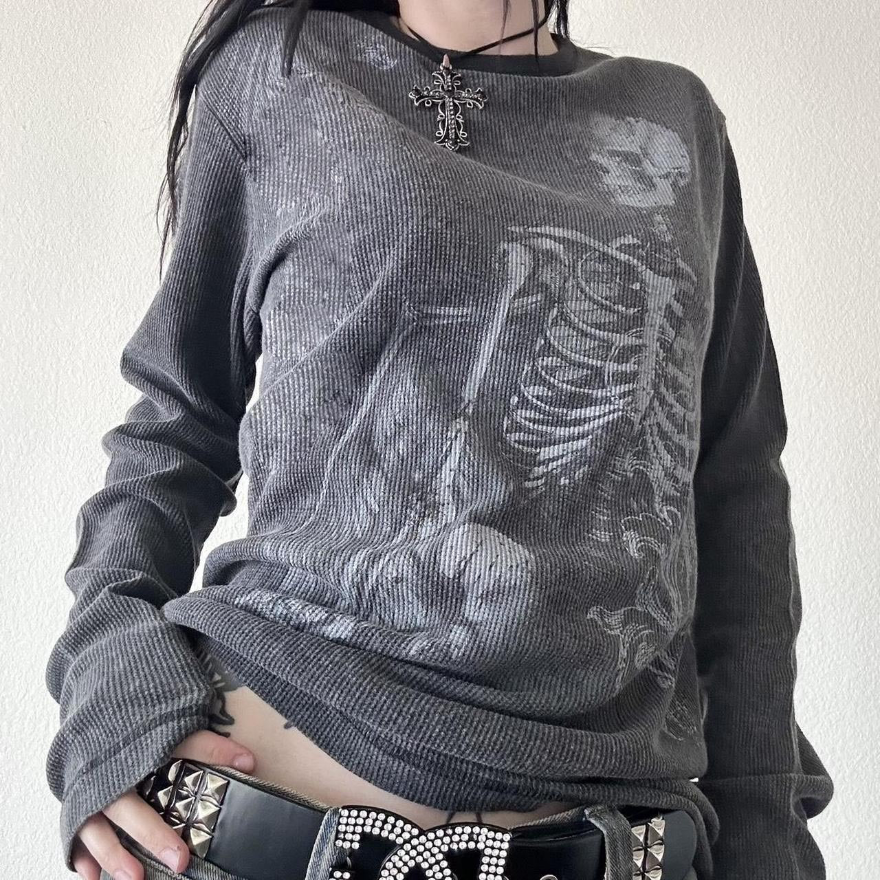 Ribbed Fabric Printed Design Crew-neck T-shirt Casual Style